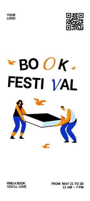 Book Festival Announcement for Readers Invitation 9.5x21cm Tasarım Şablonu