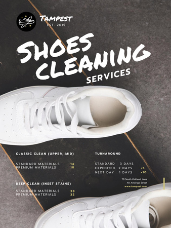 Shoes Cleaning Services Ad with Sportsman on Skateboard Poster US Design Template