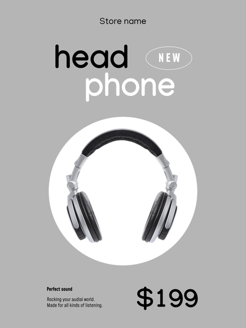 New Headphones Sale Offer Poster US Design Template