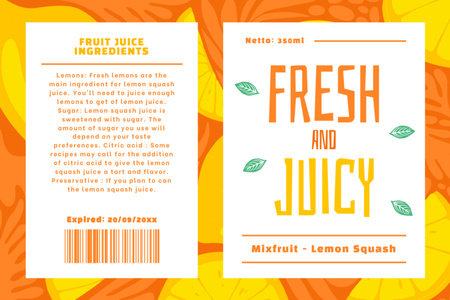 Plantilla de diseño de Bebida de Mezcla de Fruta Fresca Label 