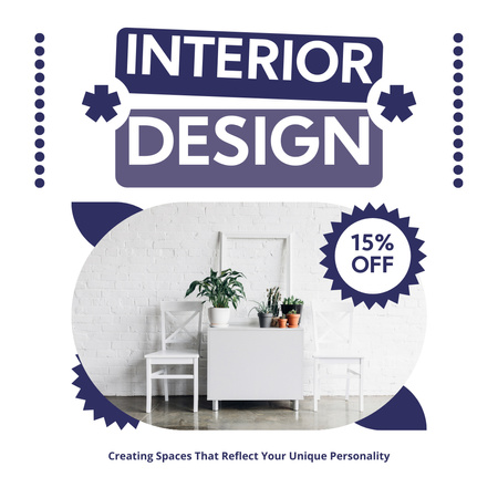 Oferta de desconto em serviços modernos de design de interiores Instagram Modelo de Design
