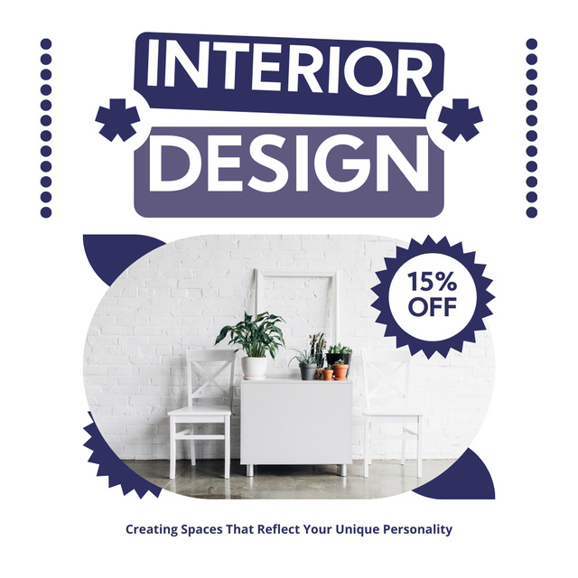 Discount Offer on Modern Interior Design Services Instagramデザインテンプレート