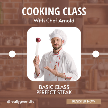 Cooking Courses Ad with Chef Instagram Design Template