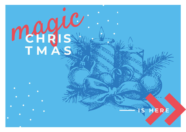 Ontwerpsjabloon van Postcard van Traditional Christmas Decorations in Blue