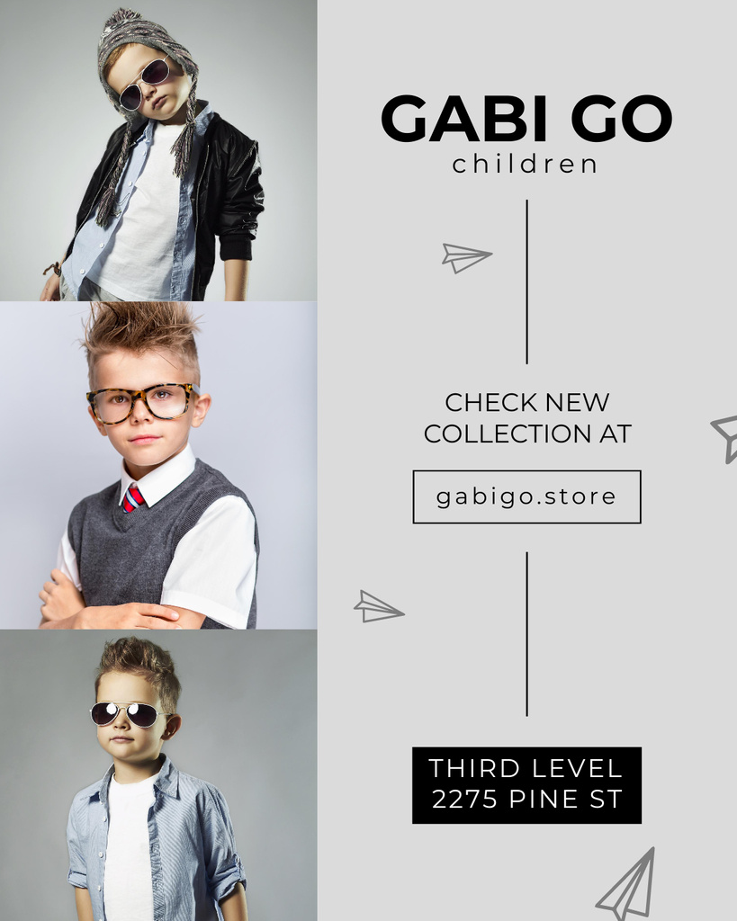 Children Clothing Store with Stylish Little Boys Poster 16x20in Design Template
