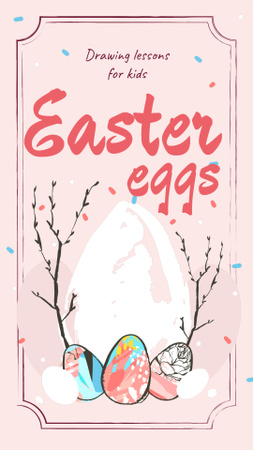 Drawing Lessons For Kids And Colored Easter Eggs Instagram Story Design Template