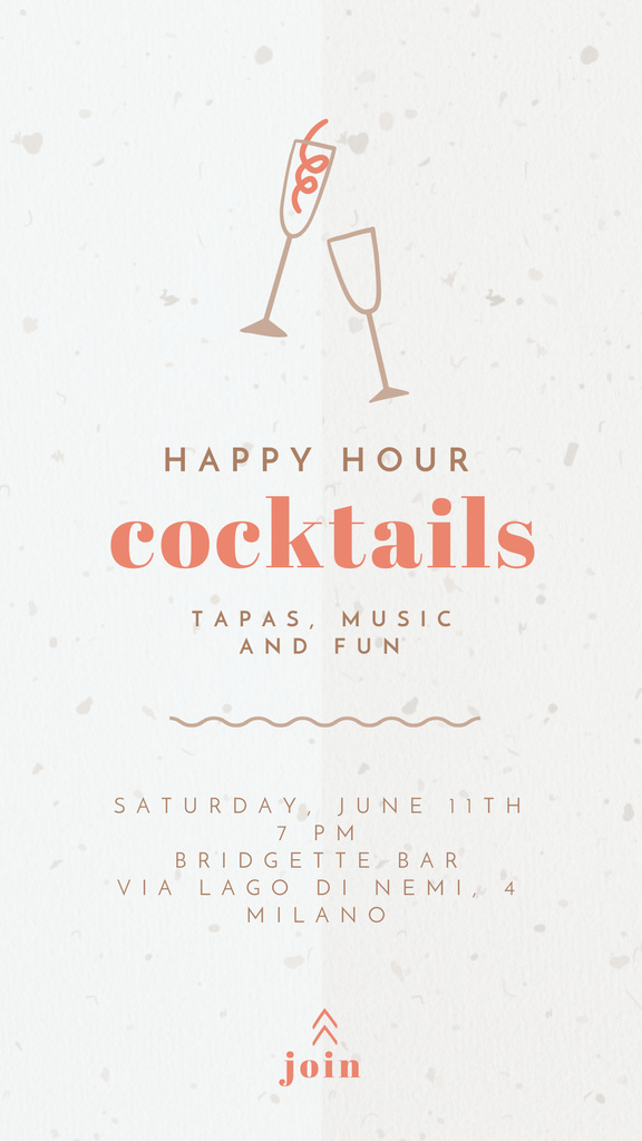 Happy Hours on Cocktails Instagram Story Design Template