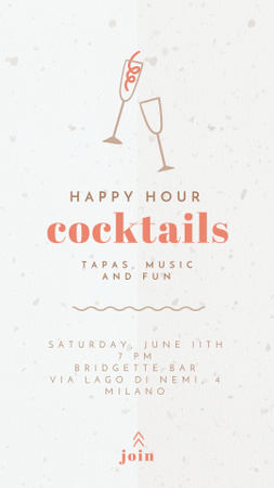 Happy Hours on Cocktails Instagram Story Design Template