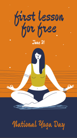 Woman practicing yoga on Yoga Day Instagram Story Design Template