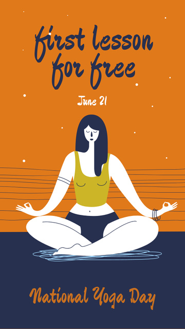 Woman practicing yoga on Yoga Day Instagram Story tervezősablon