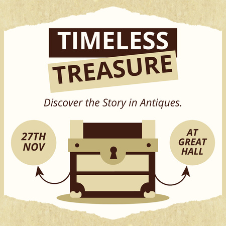 Ajaton Treasure Box -tarjous antiikkihuutokaupassa Instagram AD Design Template