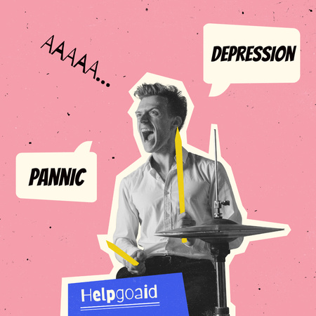 Panic and Depression Psychological Help Instagram Design Template