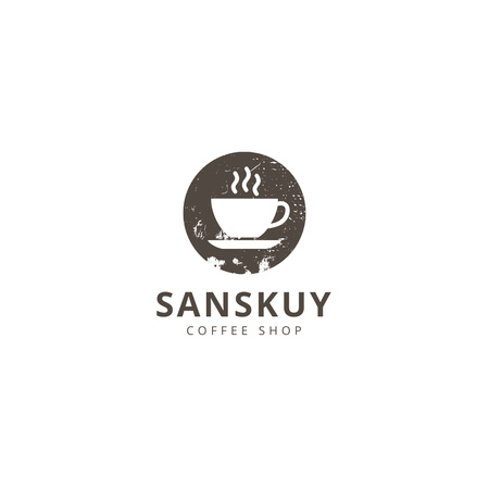 Coffee Shop Ad with Steaming Cup of Coffee Logo Design Template