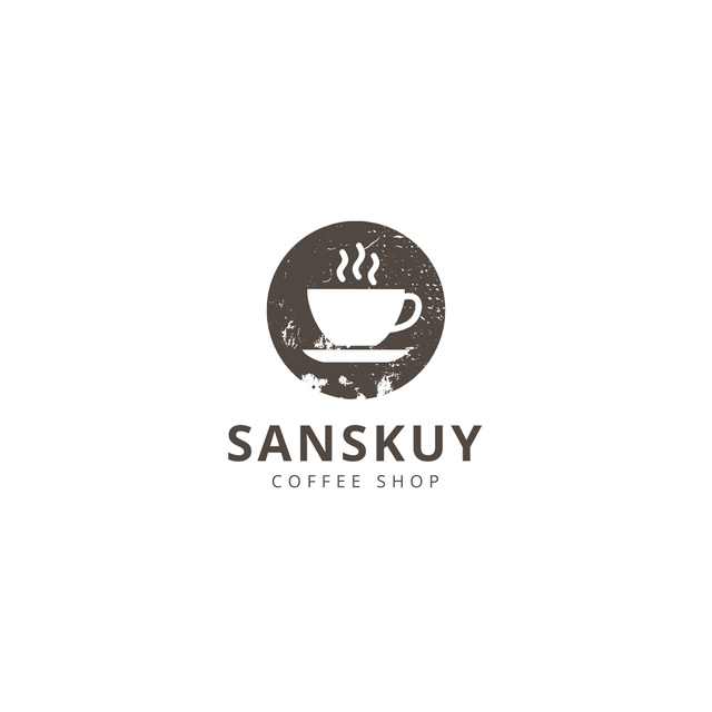Coffee Shop Ad with Steaming Cup of Coffee Logo Tasarım Şablonu
