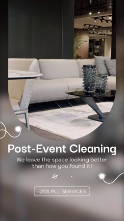 Designvorlage Erstklassiger Reinigungsservice nach der Veranstaltung mit Rabatt für Instagram Video Story