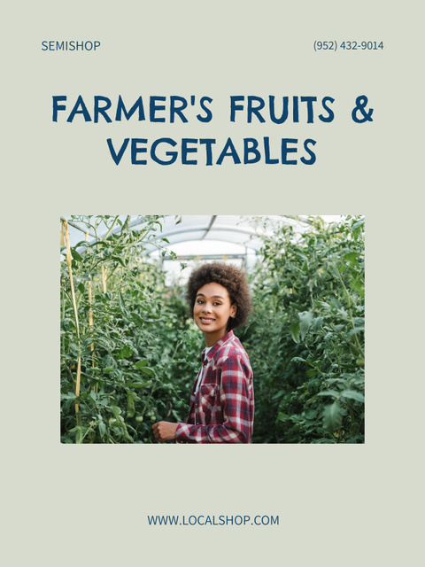 Farmer's Fruits and Vegetables Offer Ad Poster US Modelo de Design