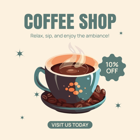 Designvorlage Hot Coffee In Cup At Reduced Price für Instagram