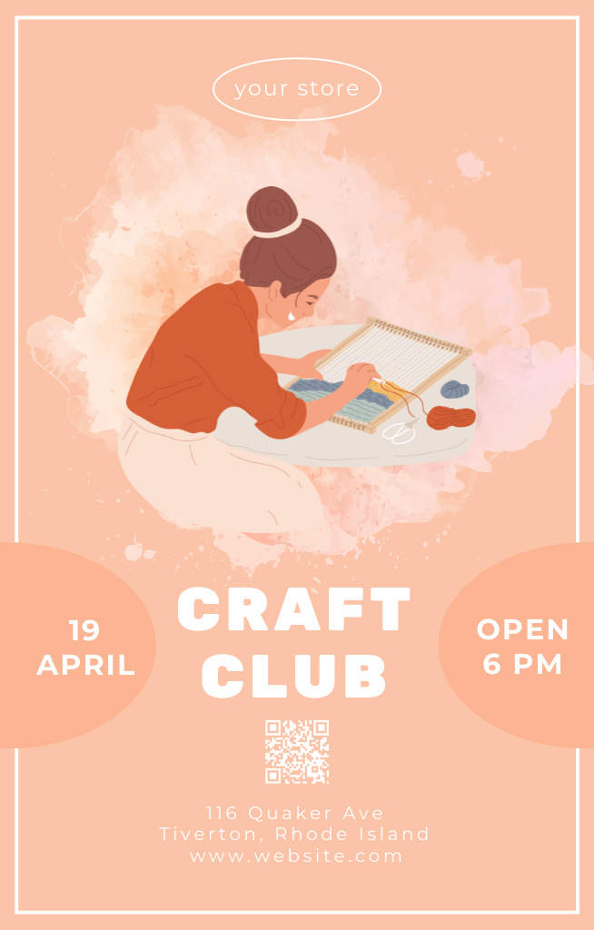 Weaving Craft Club Announcement In Spring Invitation 4.6x7.2in – шаблон для дизайну