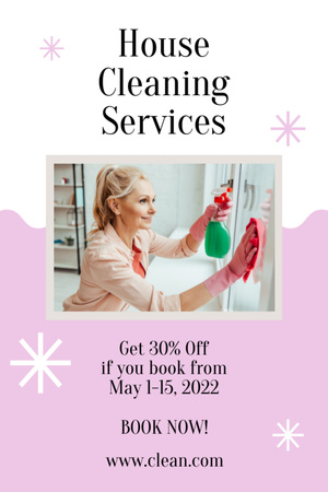 Cleaning Service Offer with Woman Washing the Window Flyer 4x6in Design Template