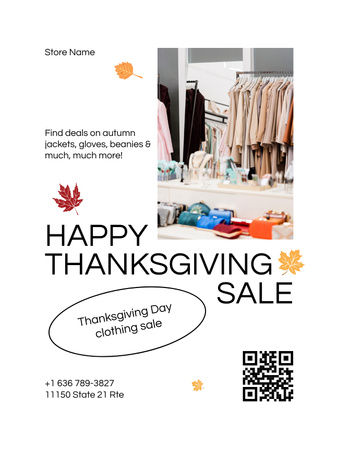 Thanksgiving Sale Announcement Poster US – шаблон для дизайна