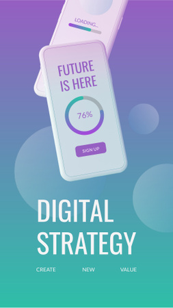 Digital Strategy with Modern Smartphone Instagram Story Πρότυπο σχεδίασης