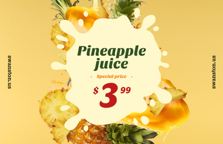 Plantilla de diseño de Exquisite Pineapple Juice Offer with Fruit Pieces Flyer 5.5x8.5in Horizontal 