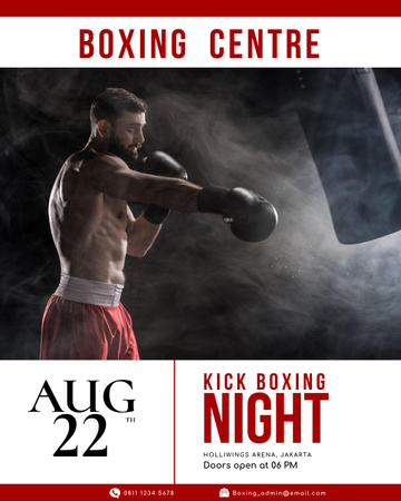 Boxing Centre Invitation with Athlete Poster 16x20in Design Template