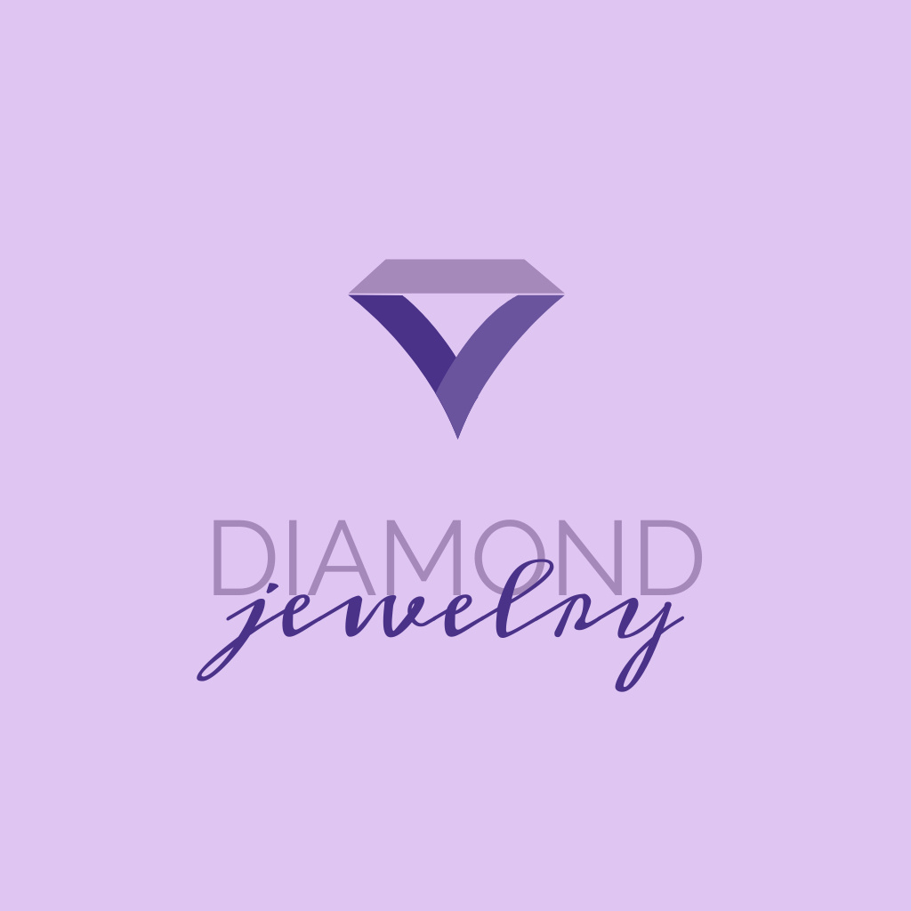 Jewelry Store Emblem with Diamond Logo Design Template