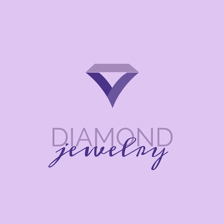 Jewelry Store Emblem with Diamond Logo Design Template