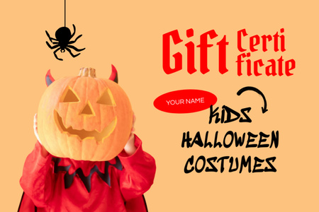 Kids Halloween Costumes Ad Gift Certificate Design Template