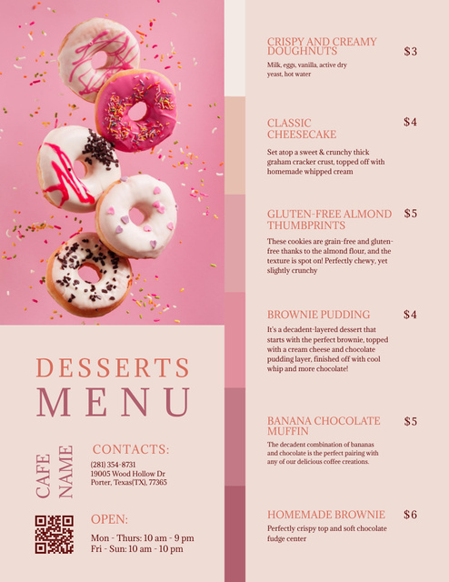 Template di design Pink Sweet Donuts Offer Menu 8.5x11in
