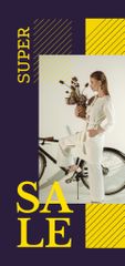 Fashion Sale Announcement with Stylish Woman on Bike