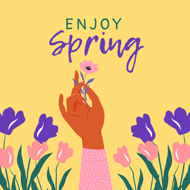Hand Holding a Spring Flower Instagram tervezősablon