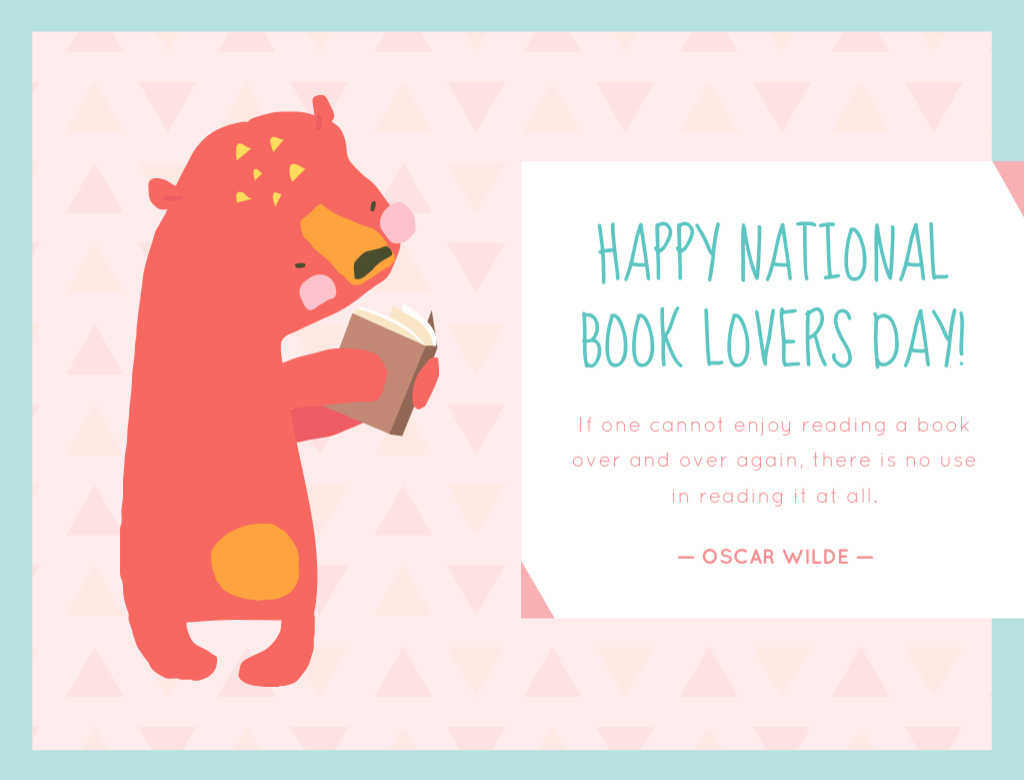 Template di design Book Lovers Day Greeting With Illustration Postcard 4.2x5.5in