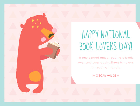 Book Lovers Day Greeting With Illustration Postcard 4.2x5.5in – шаблон для дизайну