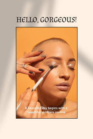 Woman applying Beautiful Makeup Pinterest – шаблон для дизайна