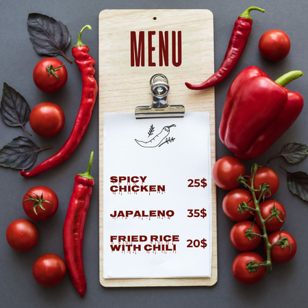 Beautiful Menu with Red Peppers and Tomatoes Instagram Design Template