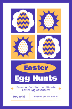 Parlak Desenli Paskalya Yumurtası Avı Promosyonu Pinterest Tasarım Şablonu