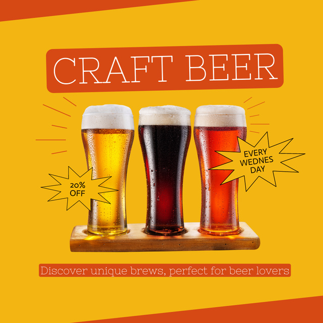 Designvorlage Handcrafted Beer Selection at Discount für Instagram