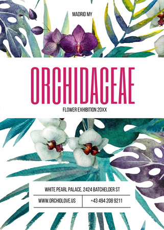 Orchid Flowers Exhibition Announcement Invitation Design Template