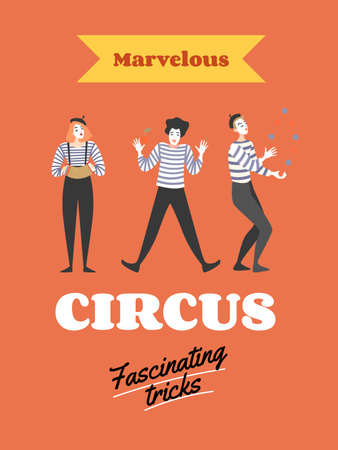 Circus Show Announcement with Funny Clowns Poster US Design Template