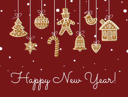 Plantilla de diseño de Lovely New Year Congrats With Holiday's Cookies Postcard 4.2x5.5in 