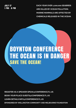 Conference Event about Problems of Ocean with Abstract Illustration Poster Design Template