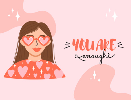 Mental Health Inspiration With Girl In Sunglasses Postcard 4.2x5.5in Design Template