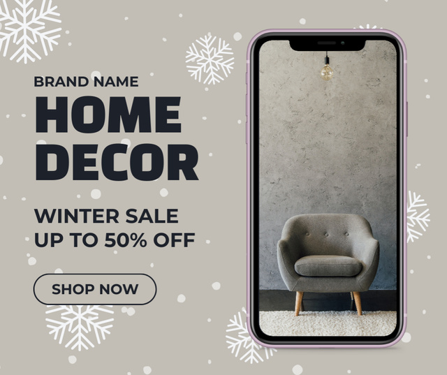 Winter Discount Offer for Home Decor Facebook Tasarım Şablonu