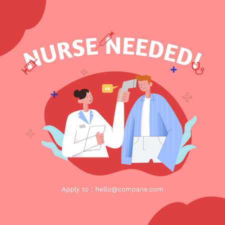 Plantilla de diseño de Contratar a una enfermera roja Instagram 