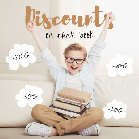Books Sale Announcement with Adorable Child Instagram Modelo de Design