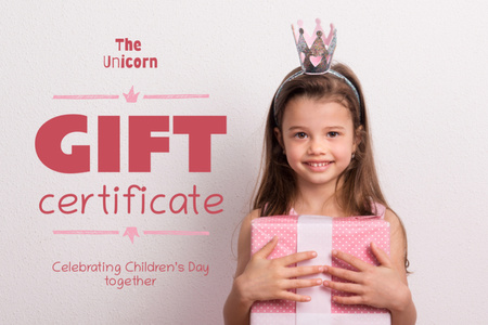 Plantilla de diseño de linda niña con diadema de juguete Gift Certificate 