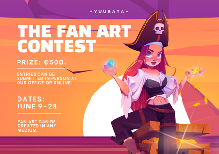 Fan Art Contest Announcement Poster B2 Horizontal Design Template