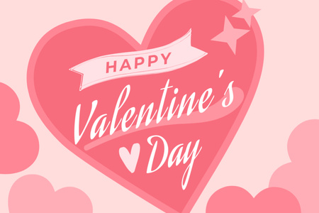 Cute Valentine's Day Greeting with Pink Hearts Postcard 4x6in Šablona návrhu